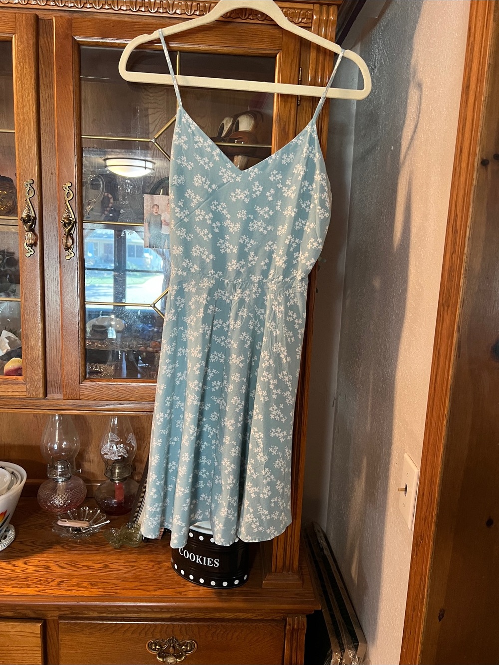 GAP Light Blue Floral Spaghetti-Strap Mini Dress
